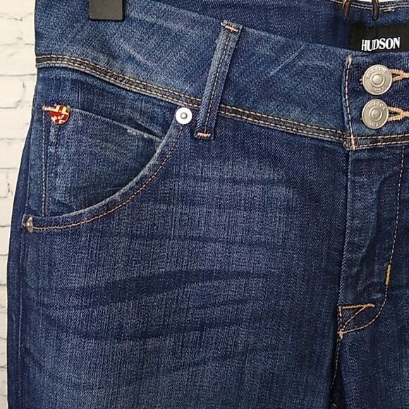 Hudson Collin Flap Waist Size 27 Dark Wash Distressed Skinny Jean - Picture 3 of 16